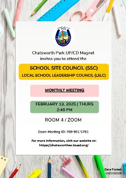 SSC Meeting Flyer - February 13, 2025 at 2:40 pm in Room 4 or Zoom ID: 789 961 5781